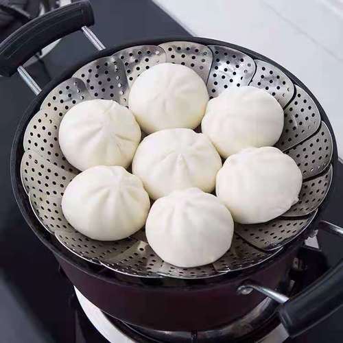 Stainless steel steamer, rice cooker, steamer, universal steamer, steamed buns, steamed buns, folding retractable steamer, steaming plate