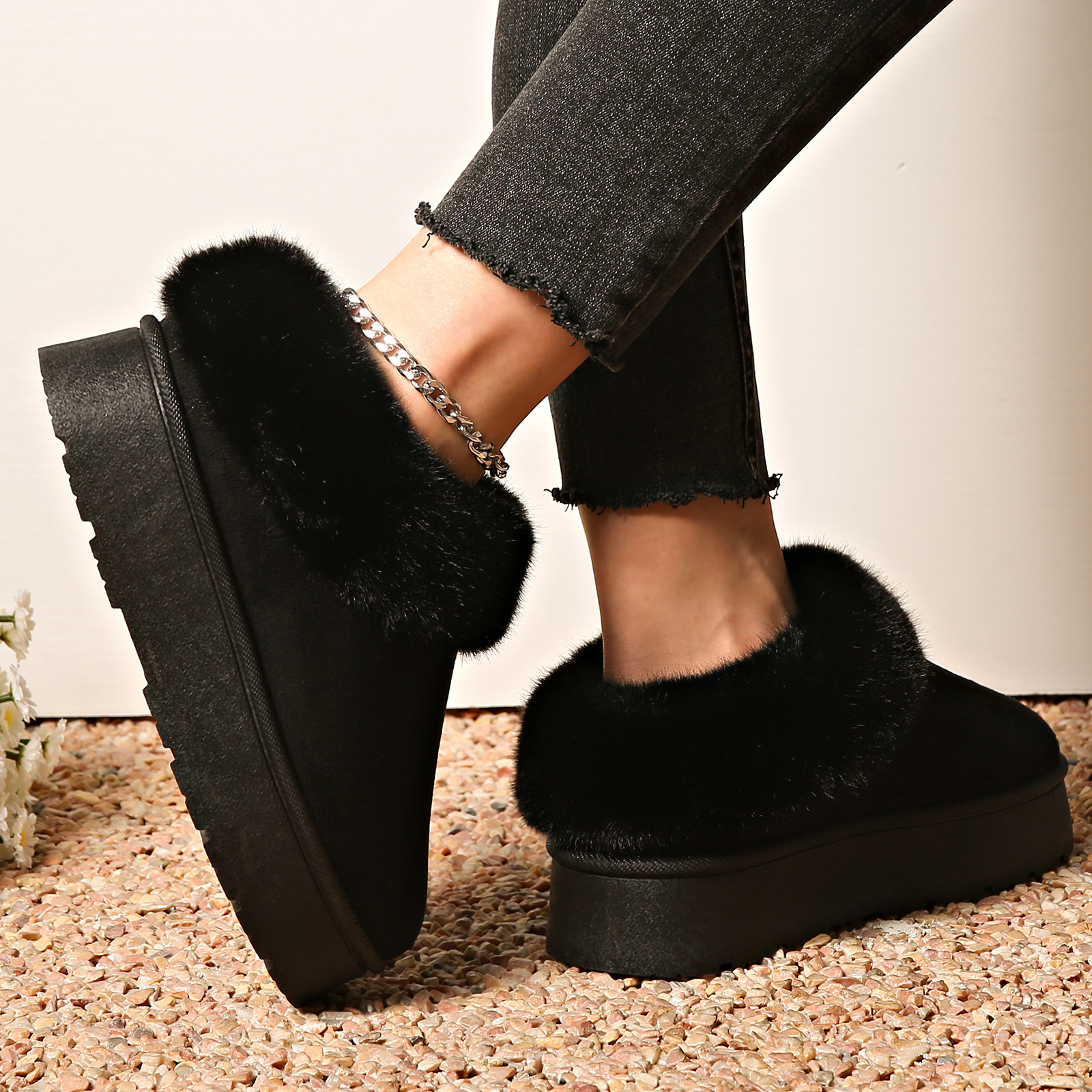 Plush women's cotton shoes short tube and warm women's snow boots_voghion.com