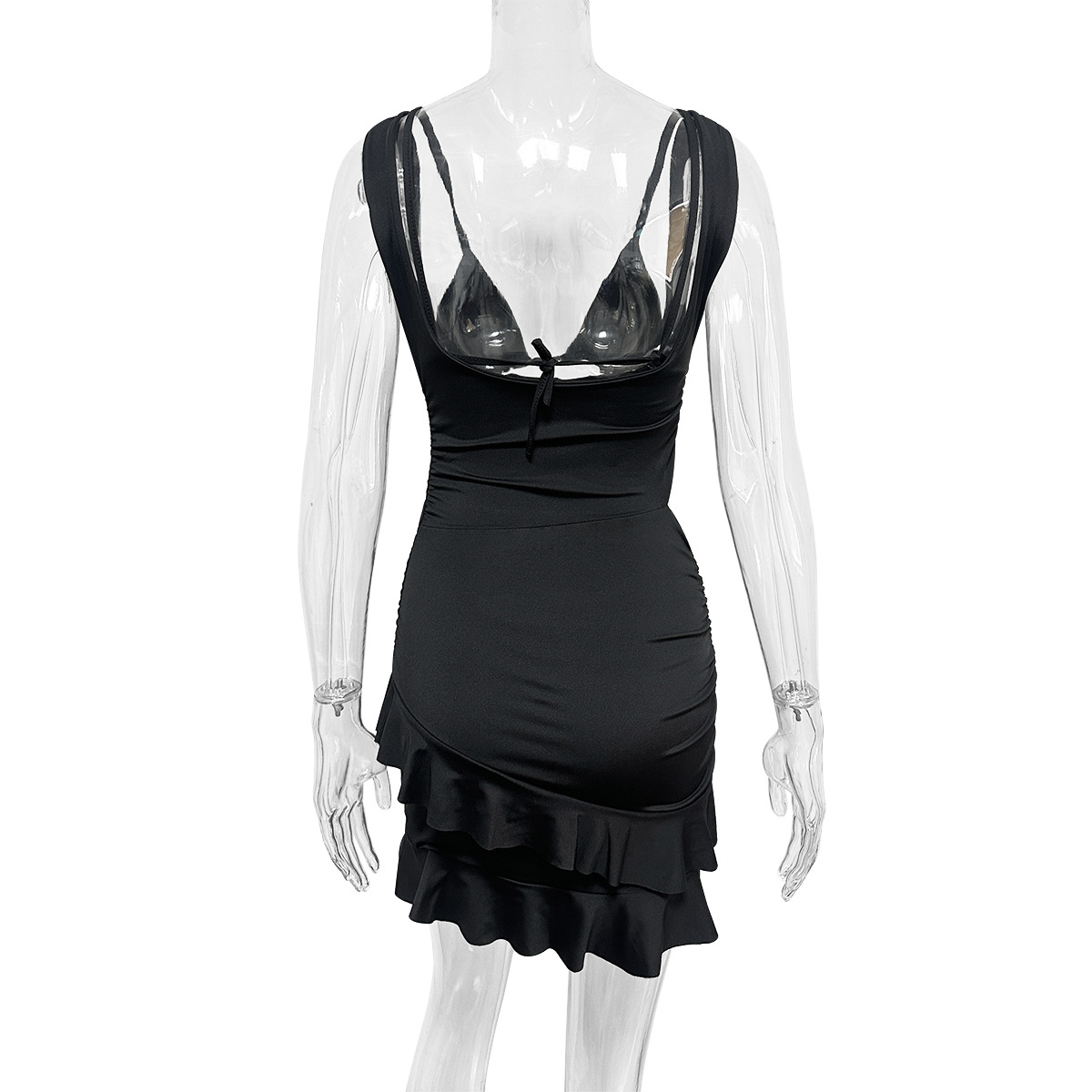 Summer Sexy Overall Set Dress Arrival Cutout Sling Hip Lotus Leaf Short Dress