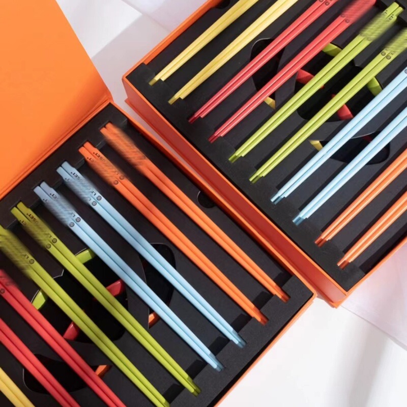 French Style Rainbow Chopsticks Spoon Household Dining Table Gift Box Ceramic Colorful Tableware suit