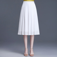 中长款垂感修身时尚雪纺裙2024年夏款高腰简约显瘦气质半身裙