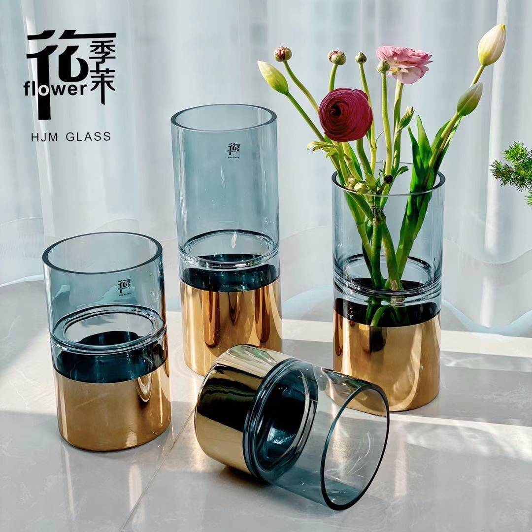 HJM-Modern Light Luxury Plated Gillar Platform Transparent Glass…