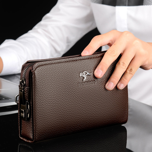 Cross-border new men's bag men's lock handbag PU Korean version business multi-card position wallet men's phone bag wholesale