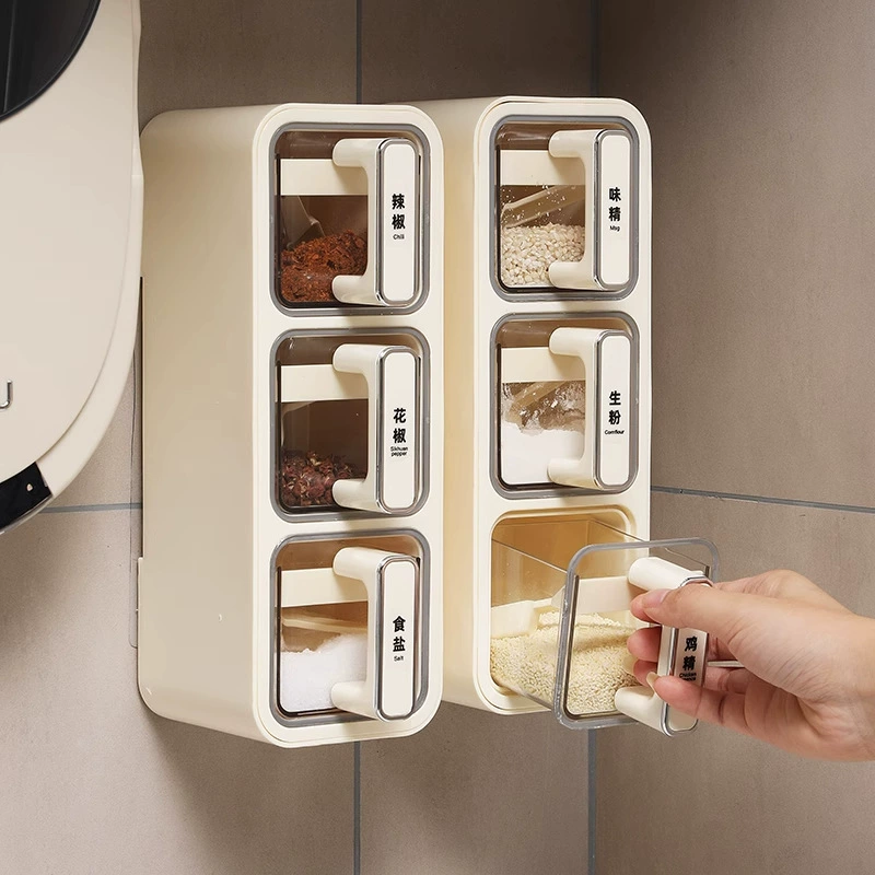 Ящик для приправ настенный бытовой кухонный соль глутамат натрия банка для приправ банка для соли банка для приправ ящик для хранения специй комбинированный костюм