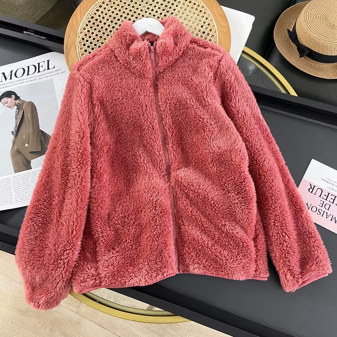 Chaqueta larga de felpa, manga larga, felpa coral, ropa de abrigo corta para otoño e invierno para mujer 479611/449753/439138