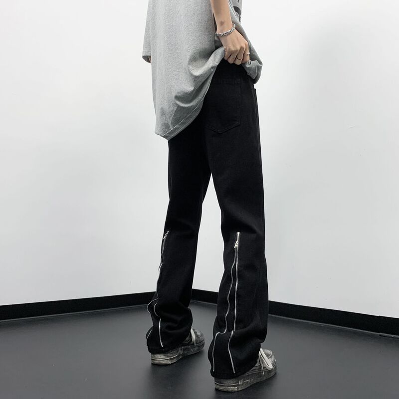 American Style Zipper Jeans Men's Loose Straight Wide Leg Trendy Brand High Street hiphop Street Pants American Style Zipper Jeans Men's Loose Straight Wide Leg Trendy Brand High Street hiphop Street Pants