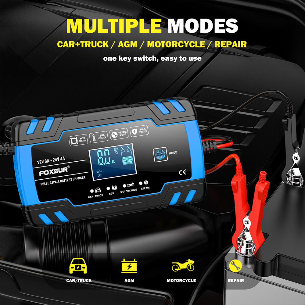 Multi-Stage Automatic Smart Battery Charger 100-240V battery charging