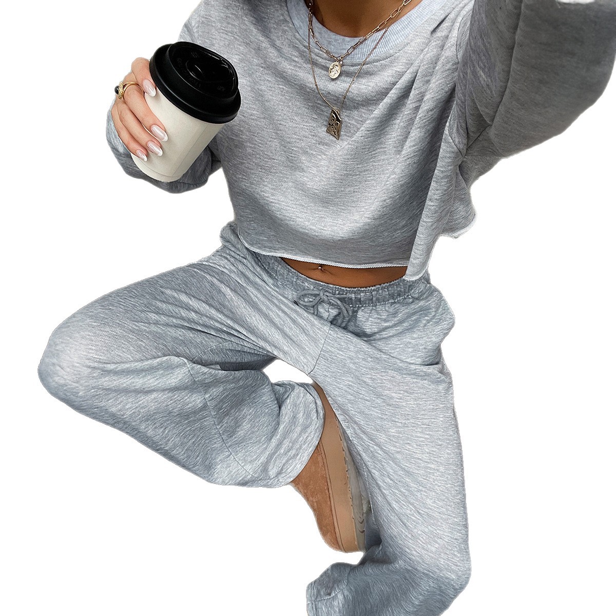 Minimalist Long-Sleeve Hoodie & Lounge Pants Set – Women’s Casual Two-Piece (S-XL, Grey)_ecoleips.com