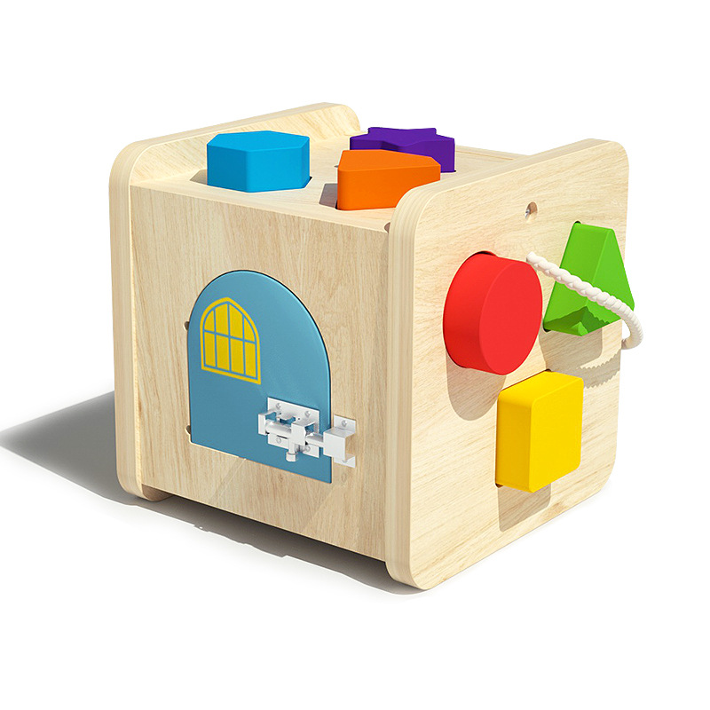 Cubo desbloqueado inteligente multifuncional caja de emparejamiento de geometría para niños juguete de bloque de madera de educación temprana image 6