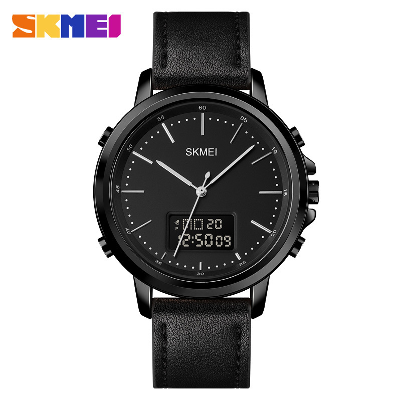 Skmei 1652 simple creativo reloj de los hombres europeos y americanos negocios trabajo doble pantalla electrónica reloj luminoso