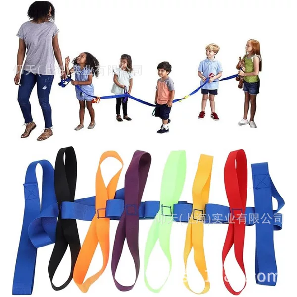 Wholesale kindergarten anti-lost queue traction rope multi-person walking rope children outdoor safe travel pull belt processing