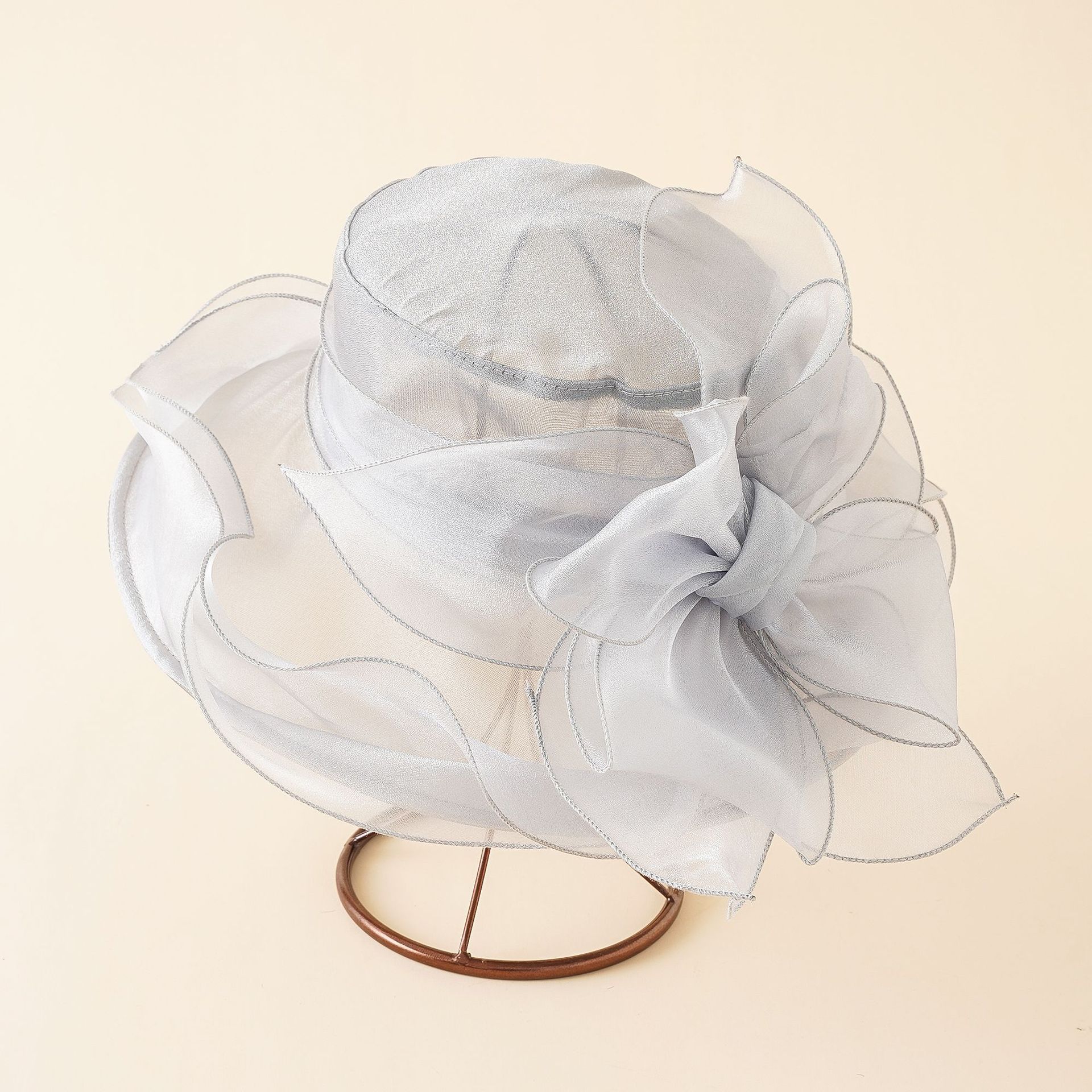 Verano nuevo sombrero para el sol de las mujeres de estilo coreano organza flor sombrero para el sol color sólido plegable de ala grande sombrero de copa