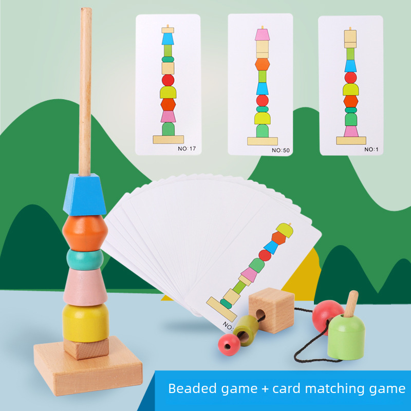Children's wooden constructor with beads