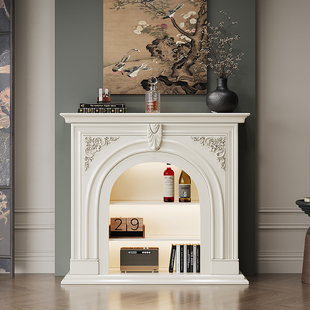 ✅ French Cream Style Solid Wood Fireplace Decorative Cabinet American Retro Living Room Fireplace Side Cabinet Entry Fireplace Entrance