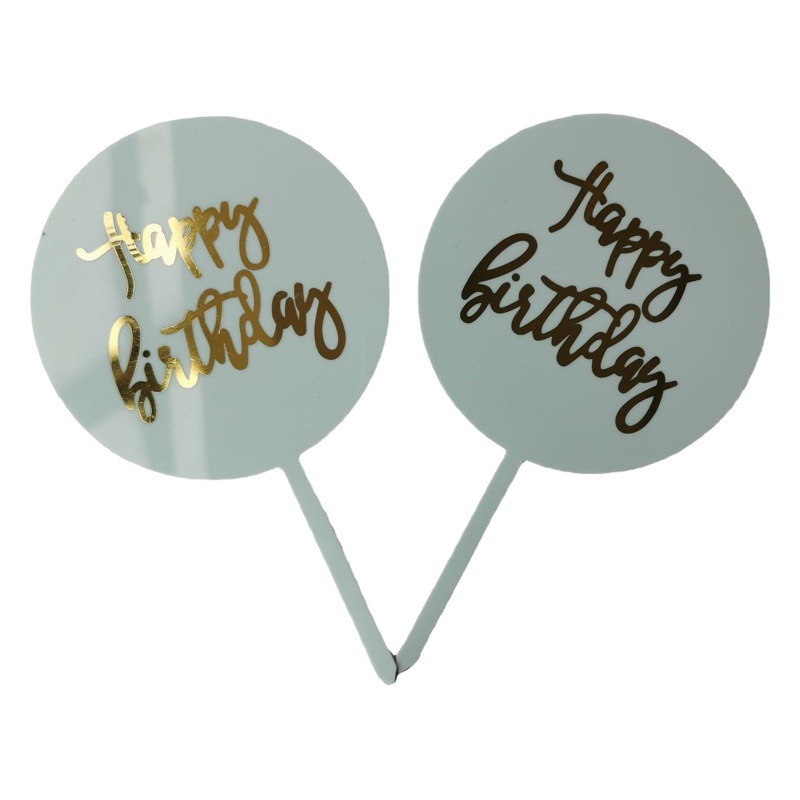 Dorado ronda marca acrílico Feliz cumpleaños pastel de cumpleaños plug-in decoración Tarjeta de inserción fiesta diseño hornear