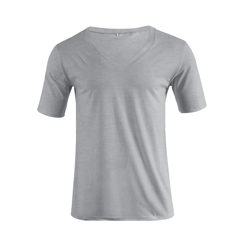 Verano 2023 camiseta de los hombres ropa transfronteriza europea y americana comercio exterior de los hombres de cuello en V color sólido más tamaño casual Camiseta de manga corta