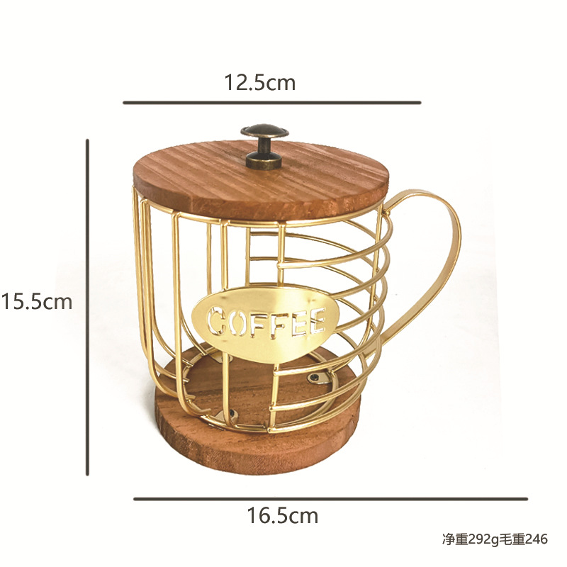 Soporte metálico para cápsulas de café con forma de taza, elegante organizador para cocina o sala.