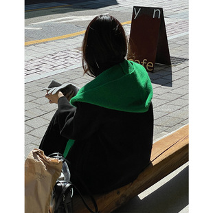 Korean Style Simple Atmosphere Sense Hat and Scarf All-in-One Women's Winter Wear Korean Style Hat Shawl Warm Knitted Scarf