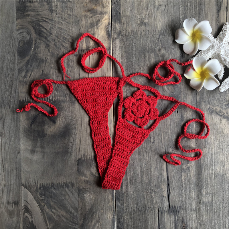 European and American Popular Sexy Ebay New Knitted Lace-Up Chest Wrap Bohemian Style Bikini Swimsuit Shorts