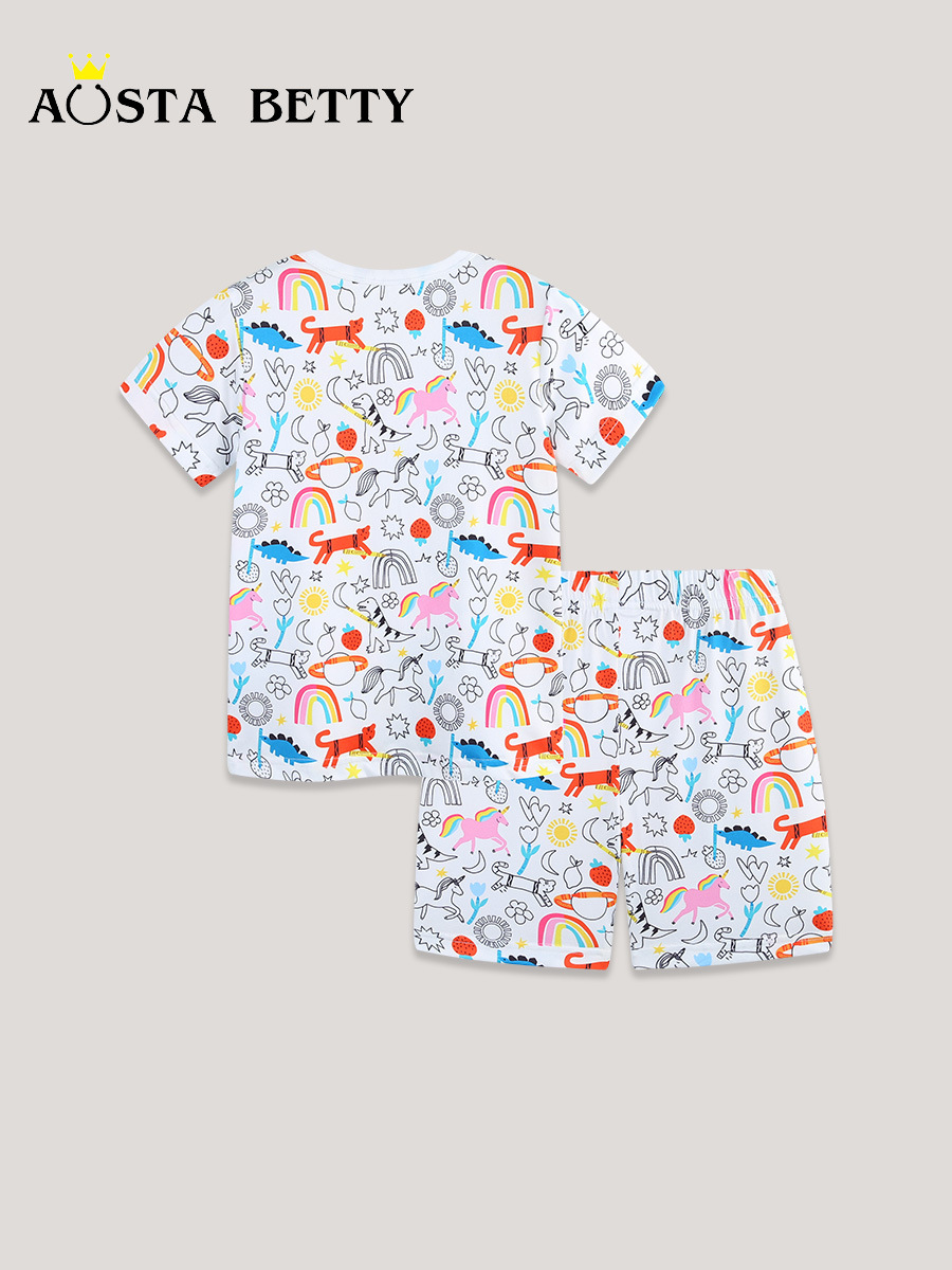 26 nuevos juegos de ropa doméstica de niñas de verano de estilo europeo y americano de manga corta para niños, dos juegos de cuello redondo, suministro transfronterizo de ocio