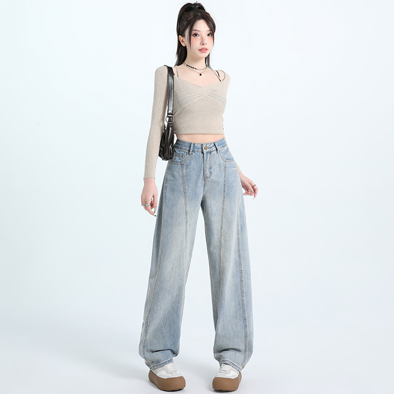 遮胯弯刀牛仔裤女秋2025新款高腰宽松慵懒风显瘦垂感镰刀香蕉阔腿|undefined