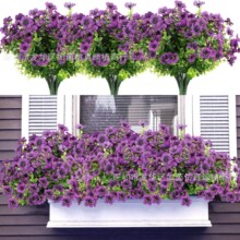 跨境仿真绿植尤加利紫罗兰假花桉树叶仿真花场景布置人造绢花装饰