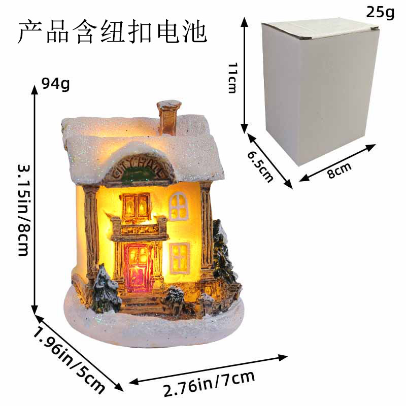 Jingchen nuevas decoraciones de Navidad 2023 transfronteriza resina casa color luminoso escritorio decoración al por mayor