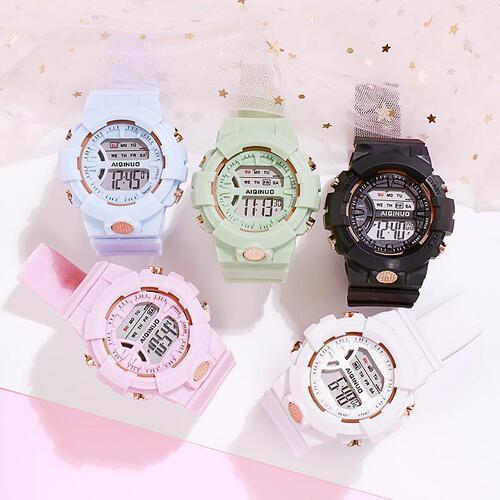 Tomato Influencer Candy Powder Girl Watch Instagram Style Matcha Green Korean Version Simple Men and Women Student and Middle School Student Electronic Watch