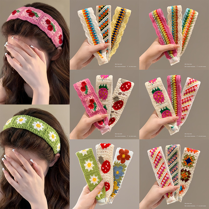 Children's hairband for girls, sweet polka dot lace trim, Velcro fastening for fixing bangs and fringe, does not damage hair, hair accessory