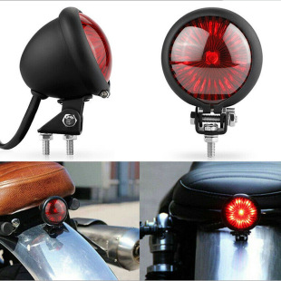 Motorcycle accessories retro modified tail light cruise prince locomotive metal round small tail light brake light LED universal