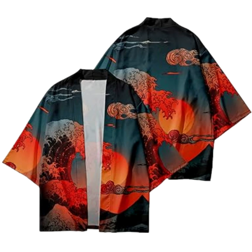 Новое трансграничное летнее кимоно в стиле Харадзюку Хаори, уличная одежда в китайском стиле, мужская и женская модная повседневная накидка.