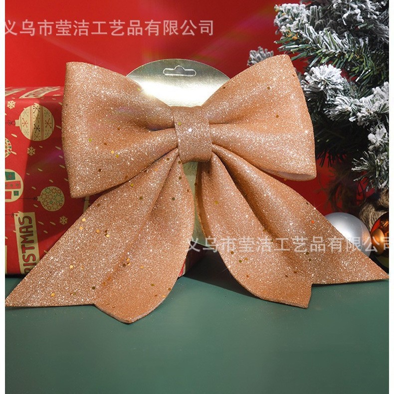 Lazo navideño en stock con perlas de algodón y purpurina dorada, decoración para árboles de Navidad, decoraciones para hoteles y centros comerciales.