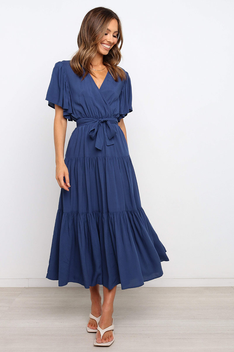 269g Weight Midi Dress Dress Length Type Short Sleeve Sleeve Length Princess Dress Dresses Type Regular Sleeve Sleeve Type Cotton, Polyester Fabric Type Mid Waist Waist Line Holiday, Daily, Selfie Occasion V Neck Neckline Regular Fit Fit Type Solid Color Pattern Summer Season Women's Gender Casual, Elegant, Streetwear Style Wholesale Women's Casual Elegant Streetwear Solid Color Holiday Daily Selfie V Neck Short Sleeve Princess Dress 56