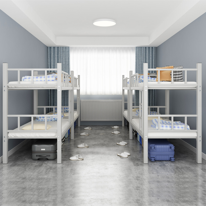 Cama de hierro de doble piso superior y inferior dormitorio de doble personal superior y inferior cama de piso de la escuela de piso de hierro marco de cama de hierro forjado alto bajo