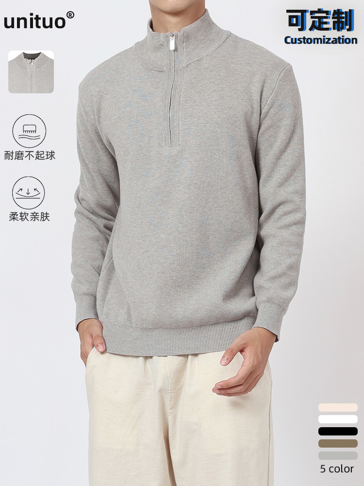 Uniqlo para hombres 1688 otoño y invierno transfronterizos para hombres de cuello alto con camisetas de lana de punto cálidas suéter de manga larga para hombres al por mayor