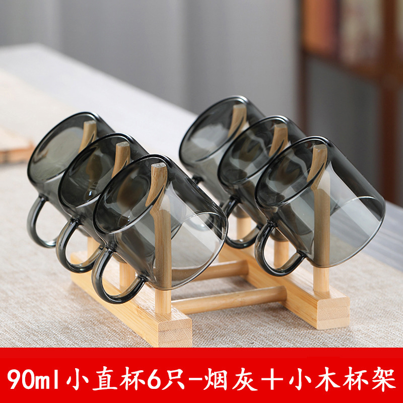 Taza pequeña de vidrio para té, taza pequeña color gris humo, taza para té, juego de té Kung Fu resistente al calor para el hogar, taza de degustación, de borosilicato alto.
