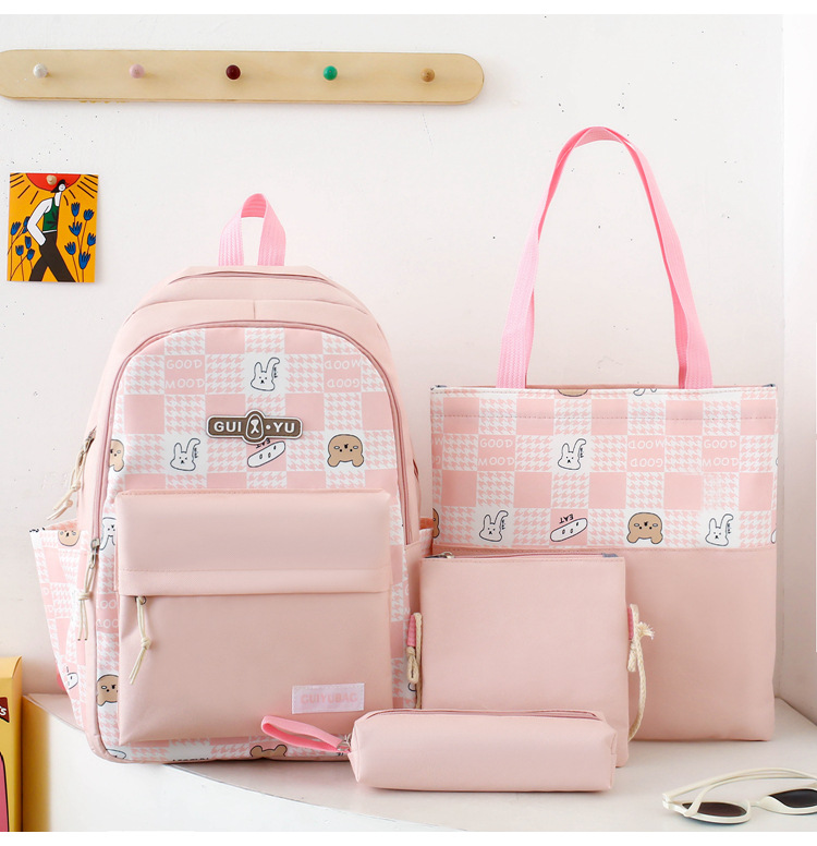 Zaini per bambini, nuovi, piccoli, freschi e carini, a quadri, con orsetto dei cartoni animati, alla moda, abbinati ai colori, per ragazze, scuola media e studenti_voghion.com