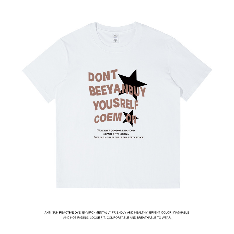 夏のメンズプリント新作半袖Tシャツ、アメリカンレトロ純綿ゆったりトップス、トレンドブランドストリートTシャツ|undefined