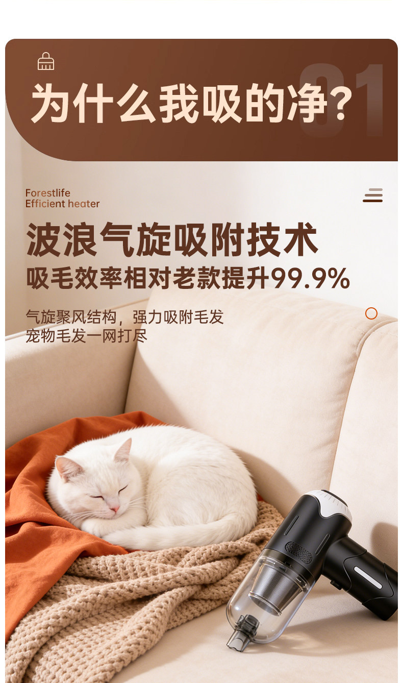 Car-Mounted Wireless Handheld Vacuum Cleaner with Strong Suction for Cleaning Car Crevices, Household Pet Hair Remover, Wholesale in Stock