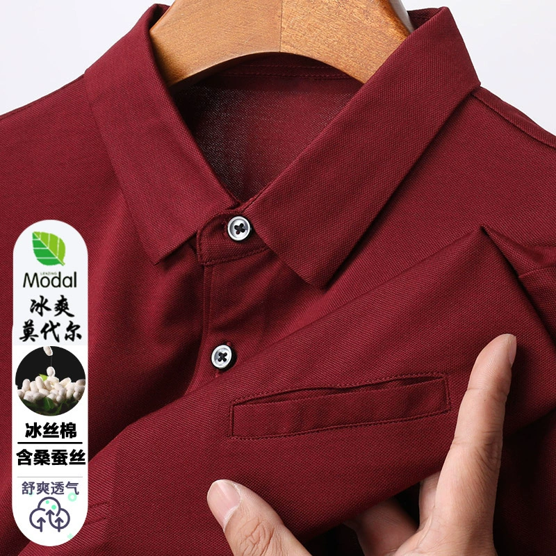 Silk polo, summer T-shirt, high-quality style, with short sleeve