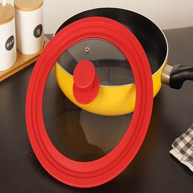 Tapa de olla de silicona de grado alimenticio cocina resistente a altas temperaturas con una tapa y tres utilizables Tapa de olla de vidrio templado visual venta directa anti-caída