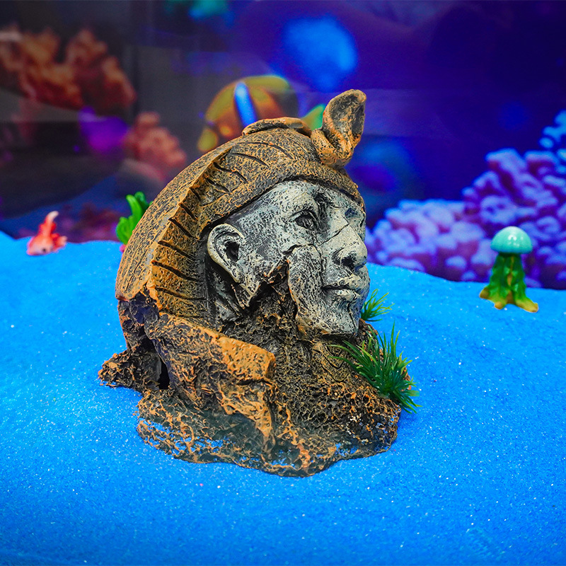 Artículo Popular Transfronterizo: Estatua de Faraón de Resina, Decoración para Acuarios, Paisajismo para Peceras, Plantas Acuáticas, Casa de Escondite Egipcia.