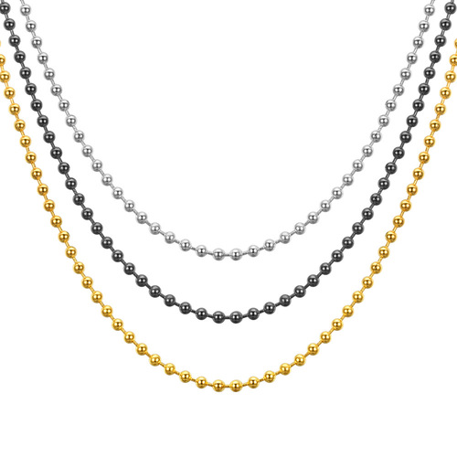 Factory Wholesale Stainless Steel Bead Chain Round Beads 304 Material Chain 2.4MM 60CM Accessory 18K Real Gold Plated