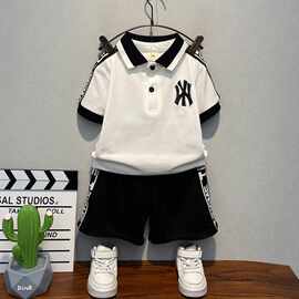 男童夏季polo衫套装2025新款宝宝网红短袖衣服小男孩儿童酷帅童装