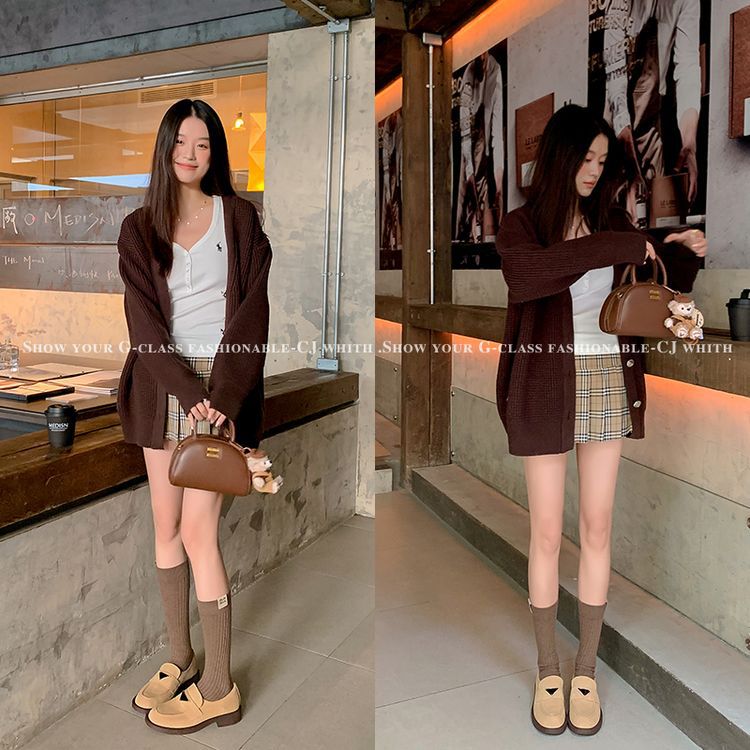 Giày lười nữ mũi tròn một chân miệng sâu gót thấp da lộn thời trang — Màu nâu, Màu đen, Màu mơ chi tiết 29