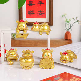 趴趴发财金龟创意可爱汽车摆件汽车屏幕显示器桌面工位解压装饰
