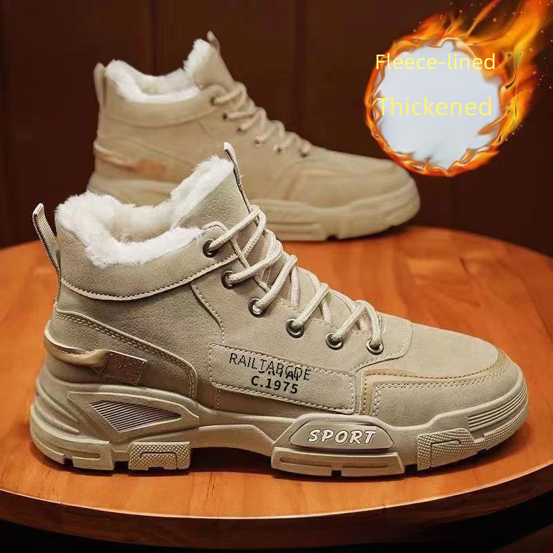 Vinterstøvler Herrestøvler med høy topp, snøstøvler til alle anledninger, fritidsstøvler, fleecefôrede, varme bomullssko, sikkerhetssko med tykk såle_voghion.com