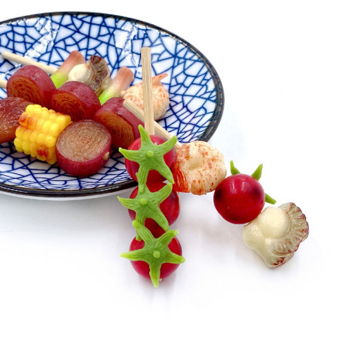 Manufacturer wholesale mini barbecue skewers toys simulation food meat model barbecue Japanese and Korean style hairpin card accessories