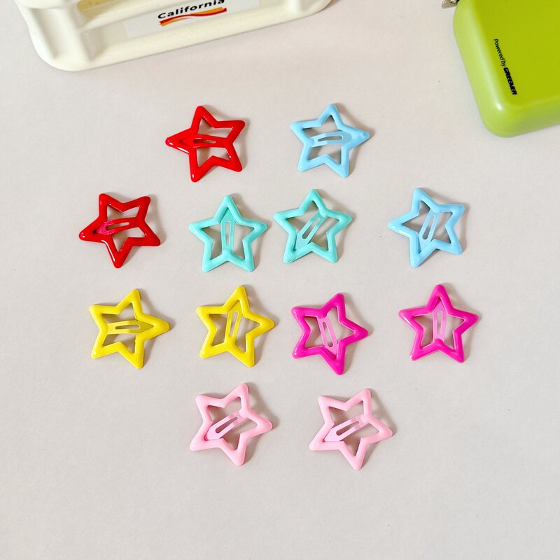 Star hair clips, dopamine-colored five-pointed star side clips, BB clips, small hair clips for children, baby hair accessories