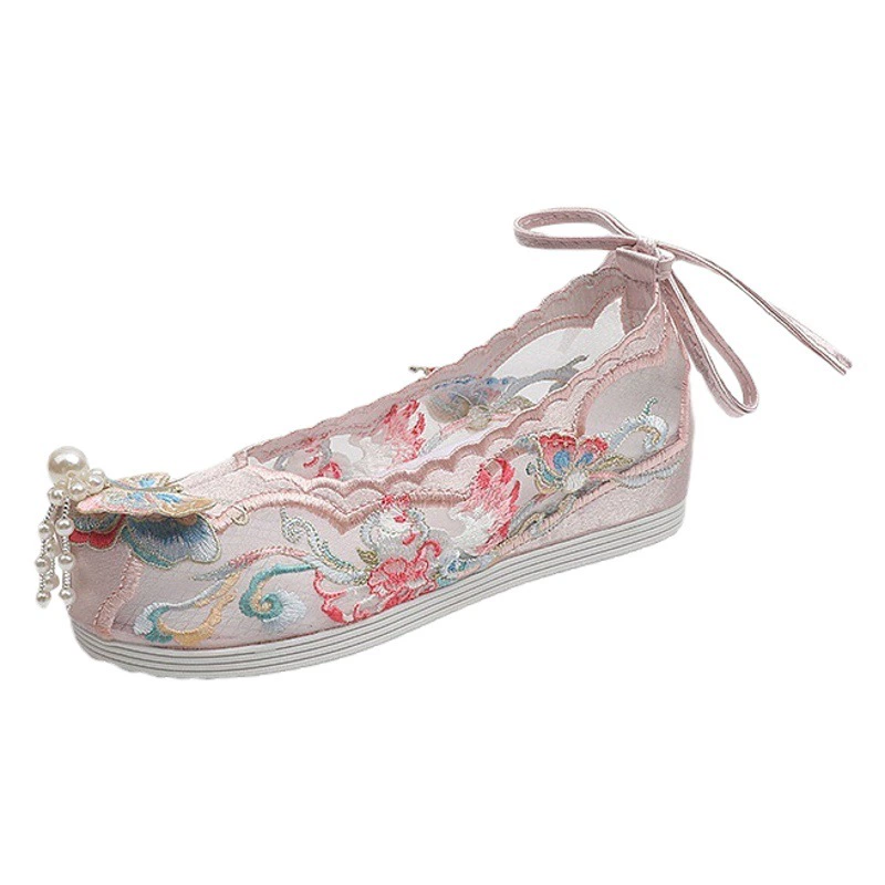 Обувь для родителей и детей Hanfu Летний костюм бабочки Антикварная обувь для мамы и дочки Тяжелая промышленная обувь с вышивкой Детская обувь принцессы